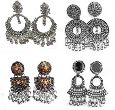Jhumka Street Dual Tone jhumka Earrings for girls and Women stylish Pack of 4 Alloy Chandbali Earring