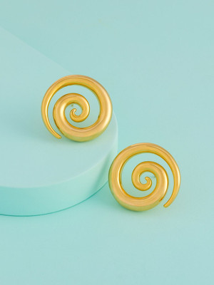 Kushal's Fashion Jewellery Gold Gold-Plated Party Zircon Trendy Studs Zircon Copper Stud Earring