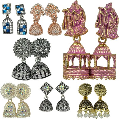AC JEWELS Set of 7 Traditional Jhumka for Casual Wearing Beads, Zircon, Cubic Zirconia Alloy Jhumki Earring