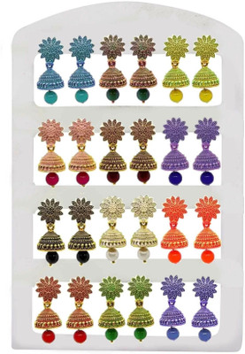 Fashion Fusion Combo of 12 pair vibrant colors small size jhumka Alloy Jhumki Earring