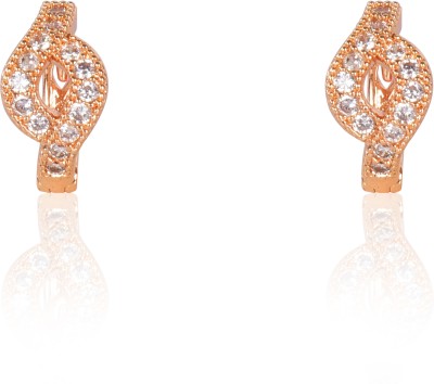 Nilu's Collection 18k Rose Gold Plated Hoop Earrings, Stylish Zircon Hoop Earrings for Women Cubic Zirconia Alloy, Copper Hoop Earring