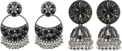 Crystaljewels Earrings Jhumka jewellary earrings for Girls and Women (Pack Of 2) Brass Jhumki Earring