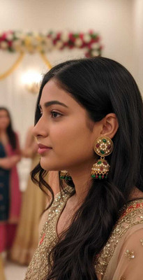 Mr Fashion greenearrings Alloy, Metal, Copper, Gold Hoop Earring, Jhumki Earring, Cuff Earring, Plug Earring, Stud Earring