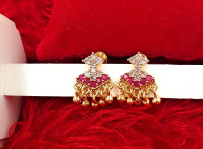 Anujeet Fashion Hub Gold Plated Covering 5 metal Impon AD Stone Dangler Earrings For Women & Girls Copper Drops & Danglers