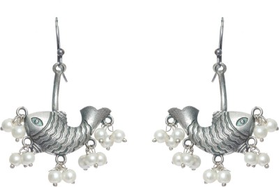 AATMANA Silver Toned Oxidised Contemporary Drop Earrings Beads German Silver Drops & Danglers