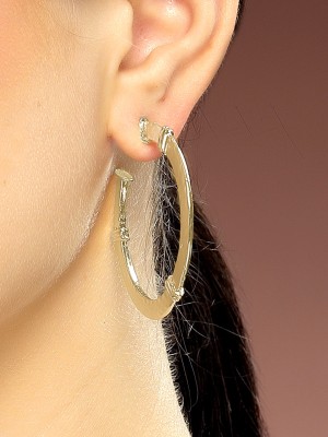 Karatcart Gold Plated Bamboo Style Half Hoop Earrings for Women Alloy Hoop Earring