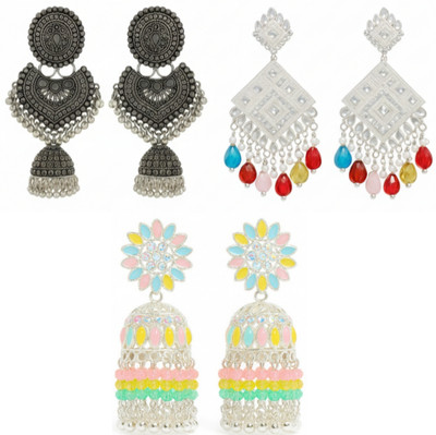 viblush Earrings combo set Silver, Brass Jhumki Earring
