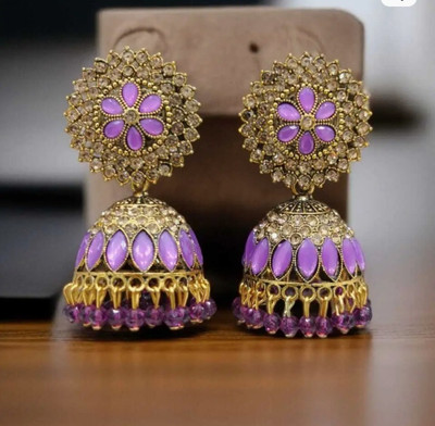 maanya Wedding Traditional Jhumka earrings for girls women Crystal Alloy Jhumki Earring