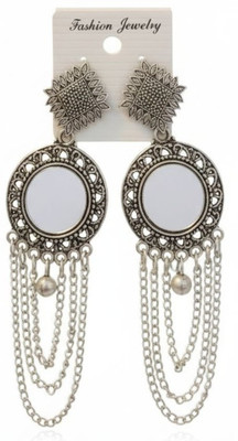 bfanci creations Silver Plated Long Dangler Earrings with Multi-Layer Chains Alloy Huggie Earring, Earring Set