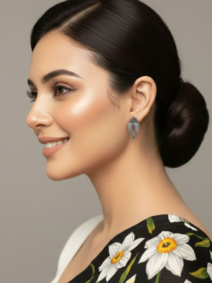 alysa German Silver Shankh Earrings German Silver Stud Earring