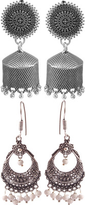 Haniya Oxidized Silver plated handmade Jhumka Jhumki Earrings German Silver, Alloy Jhumki Earring
