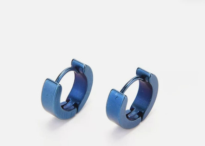 Vedansh Piyush Enterprises Stylish Blue Colour Unisex Hoop Stud Earrings Stainless Steel Hoop Earring