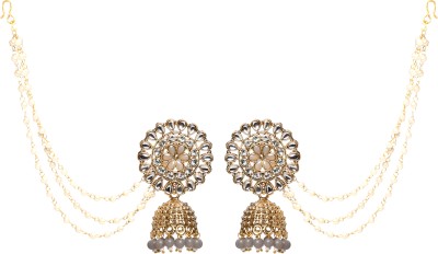 Subhash Traditional & Stylish Party Wear Bahubali Earrings with Hair Chain Alloy Earring Set