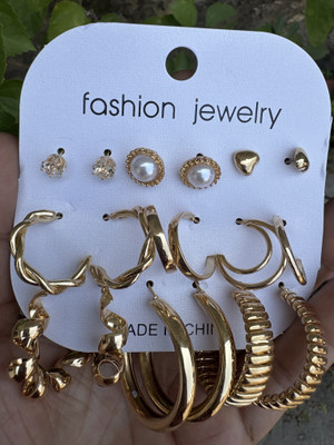 DAVINDER KOR-STU-GLD-011 Alloy Earring Set