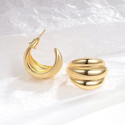 MYKI Solid Gold Twisted Hoop Spiral Design Earrings For Women & Girls Stainless Steel Hoop Earring