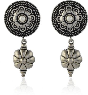 Ruchis Enterprises Silver Oxidized Pearl Brass Drops & Danglers