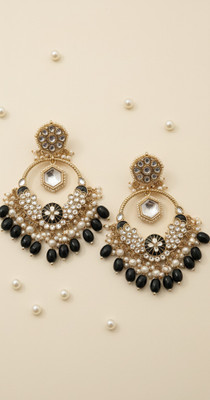 DHVANI A Portrait of Traditional Elegance Beads Alloy Chandbali Earring