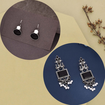 Sangria Silver Earring for Women & Girls Diamond Brass Drops & Danglers, Stud Earring