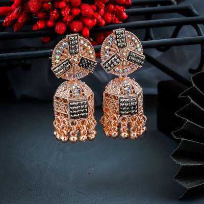 NNBBUSINESS Rose Gold Jhumka Crystal Brass, Aluminum Jhumki Earring