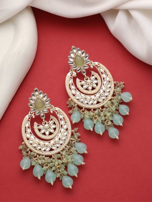 SAIYONI Royal Chandbali Splendor Kundan Earring Beads Alloy Chandbali Earring