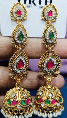 SAKETHAM Golden Step Hangs Alloy Jhumki Earring