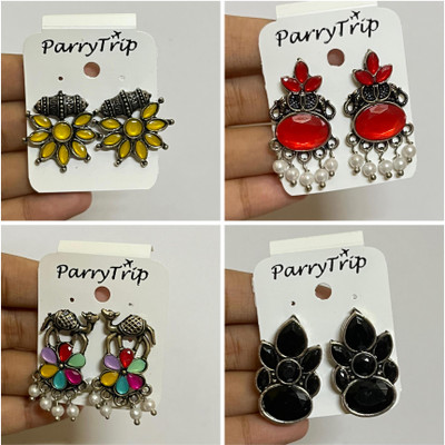 Mishti Jewels Oxidized earring combo German Silver Drops & Danglers