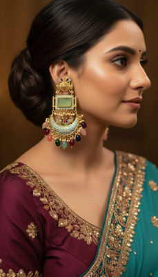 Shivanya Vogue Vintage Style Chandelier Earrings by Shivanya Vogue Brass, Stone, Enamel, Alloy Drops & Danglers, Chandbali Earring