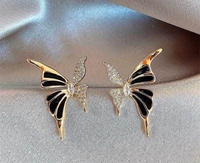 neze NZ 54 Butterfly Crystal Stud Korean Fashion Earring Alloy Clip-on Earring