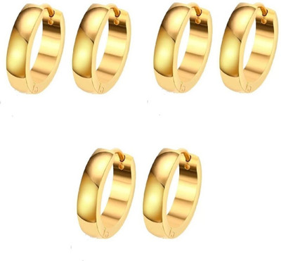 Shashank Soul 3 x Mens Golden Bali Mens Earing / Ear rings Combo For Men / Gents / Boys Cubic Zirconia Copper, Brass Stud Earring
