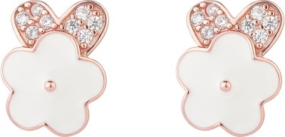 LAS By Ananya Flower Stud Earring Cubic Zirconia Sterling Silver Stud Earring