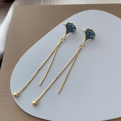 MYKI Spring Collection Blue Flower Long Earring For Women & Girls Alloy Drops & Danglers