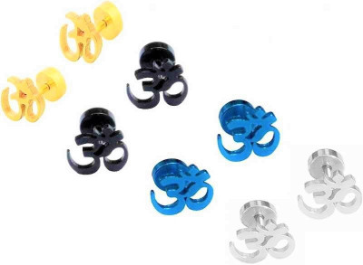 MEHAK CREATION Mens Jewellery Valentine Multi Om Stud Hoop earrings for men/ Ear rings Combo Cubic Zirconia Metal Stud Earring
