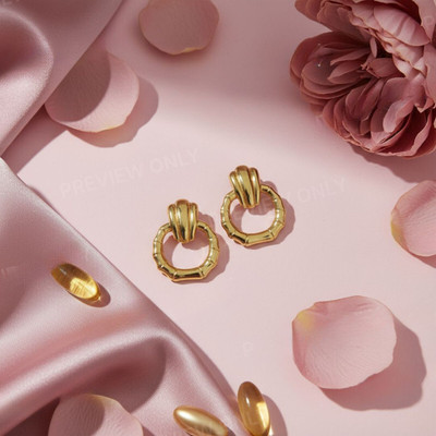 forever jewels Anti Tarnish Stainless Steel Gold Plated Double heart Stud Earrings For Women Stainless Steel Stud Earring