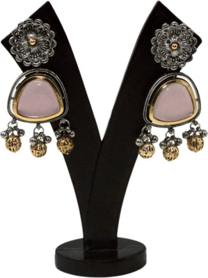 routica Artificial Stone Studded Contemporary Triangular Earings Brass Earring Set