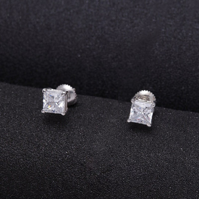 CLARA Square Cubic Zirconia Sterling Silver Stud Earring