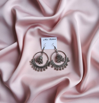 AJKER ANONNA Silver Oxidised Round Chandbali Jhumka Earrings for Women and Girls Metal Jhumki Earring