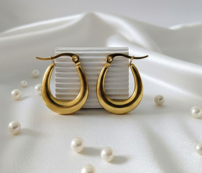 INDOART CREATION FIC-ER-005 Stainless Steel Hoop Earring