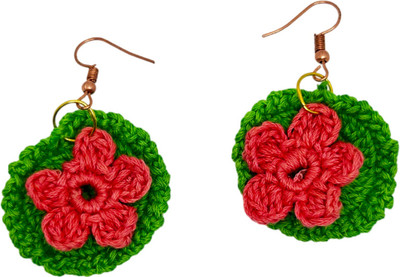 Naipunya Floral Drop Cotton Dori, Silk Dori Jhumki Earring, Earring Set