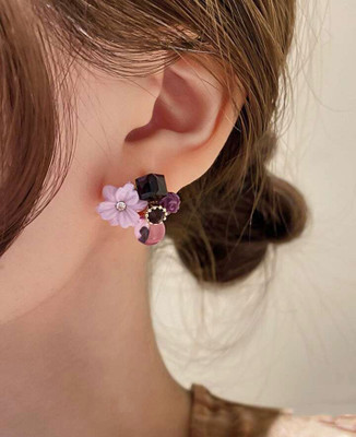 Aasma Fashions AASM_Earrings_KOREAN_011A Pearl, Crystal, Cubic Zirconia, Diamond Alloy Stud Earring