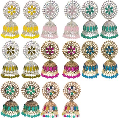 Malana Merino Jhumka Earrings for Women 8 Pairs Combo Traditional Jhumki Earrings Set Jhumkas Alloy Jhumki Earring