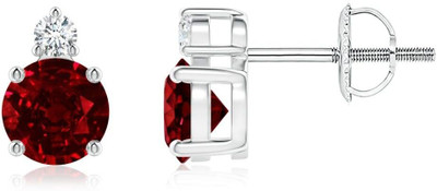Sivori Lab-Grown Basket-Set Round Ruby Stud Earring in Multicolorss with Zircon Mar Zircon Brass Earring Set
