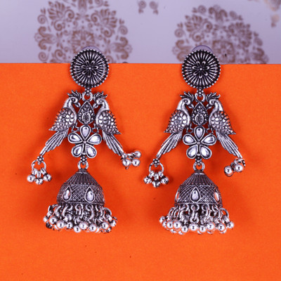 MEENAZ earrings for women jhumka Silver Oxidised traditional ear rings combo stylish Beads, Crystal, Cubic Zirconia, Diamond Alloy, Enamel, Metal, Zinc, Stone Chandbali Earring, Jhumki Earring