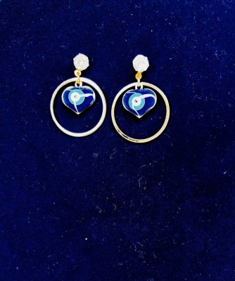 Hengar Traders Blue_eyes-3 Cubic Zirconia Brass Earring Set