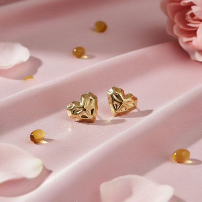 forever jewels Anti Tarnish Love Heart Shaped Stainless Steel Stud Earrings for Girls and Women Stainless Steel Stud Earring