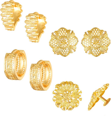 VIGHNAHARTA Golden Alloy Stud Earrings Combo Set(Sales Package-4 Pair Earrings ) Alloy Clip-on Earring, Stud Earring