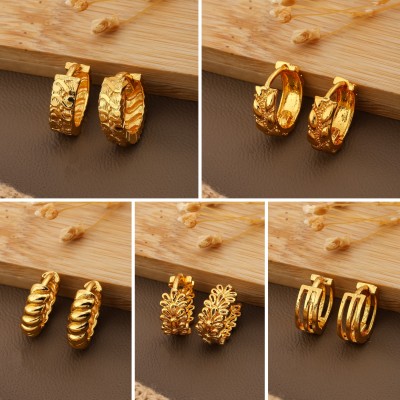 Weroxa Combo Of 5 Brass Huggie Earring