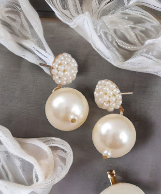 Jewelgenics White Pearl Dangle Earrings Pearl Alloy Drops & Danglers