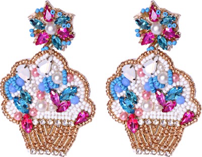 Zoyaa Fashion FlowerPort Earrings Beads Fabric Earring Set