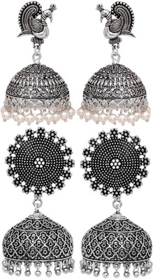 Haniya Oxidized Silver plated handmade Jhumka Jhumki Earrings German Silver, Alloy Jhumki Earring