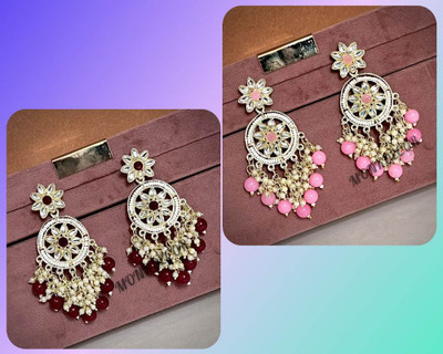MONKDECOR Elegant Design Beautiful Earrings Combo Pack of 2 Colors Alloy Drops & Danglers
